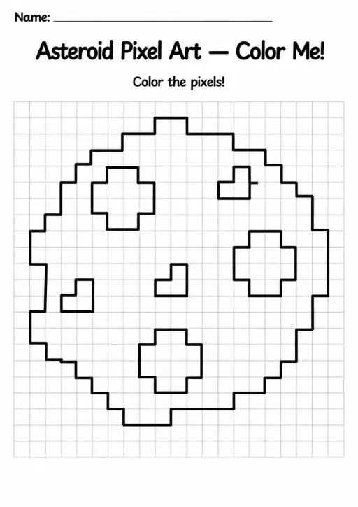 Asteroid Pixel Art Coloring Page