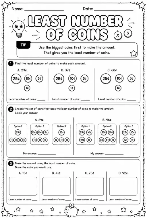Least number of coins