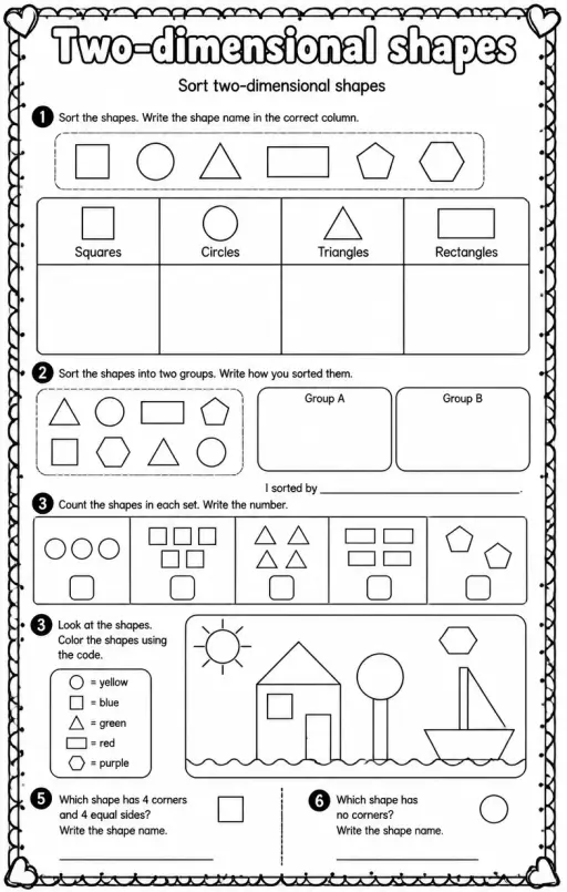Sort two-dimensional shapes