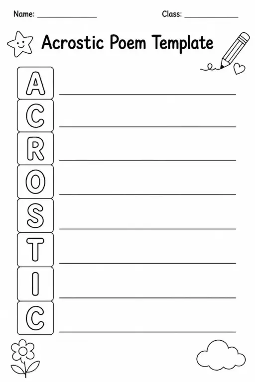 Acrostic Poem Template