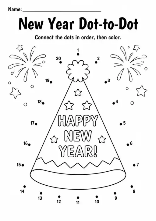 New Year Dot-to-Dot — Grade 1