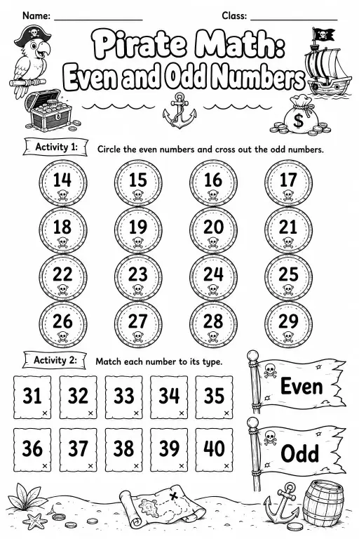 Pirate Math: Capacity and Volume Worksheet