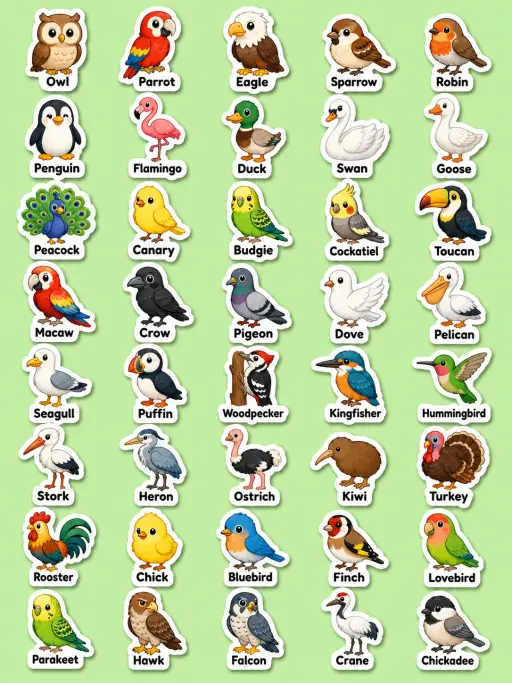 Birds Printable Sticker Sheet