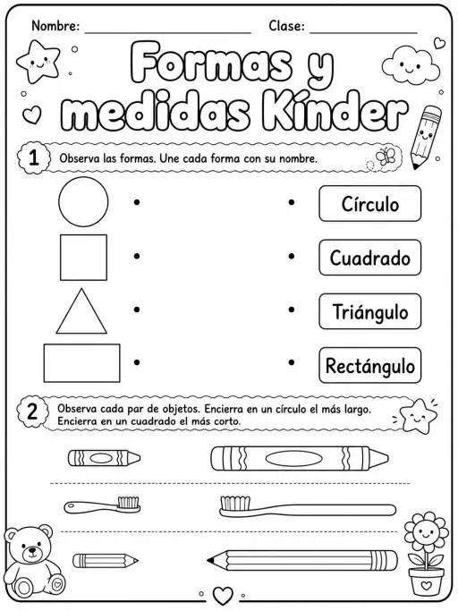 Kindergarten - medidas de longitud, masa y capacidad - Paquete de fichas