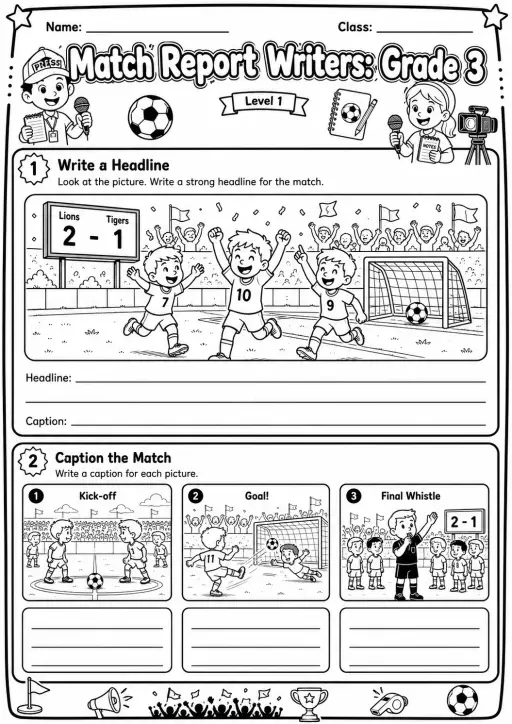 Match Report Writers Worksheet Pack