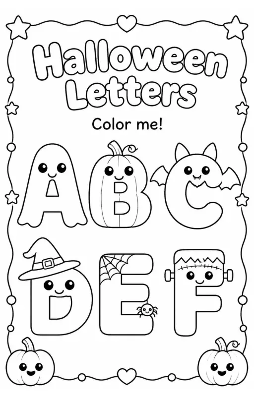 Halloween Letters Coloring Page
