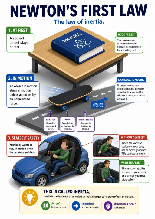 Newton's First Law Forces Infographic