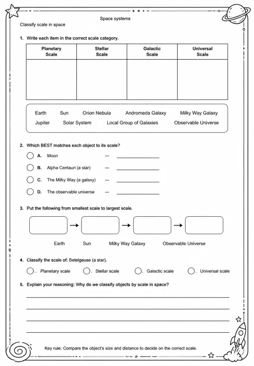 Classify scale in space