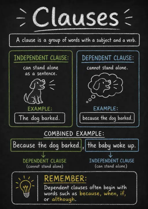 : Clauses : Sentence Structure Infographic