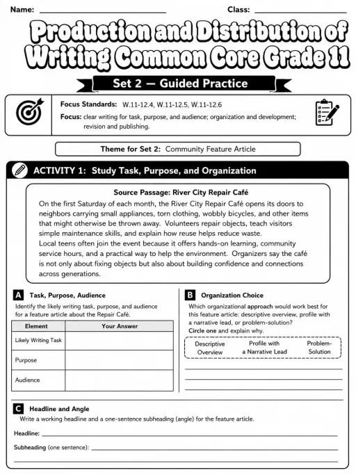 Production and Distribution of Writing Common Core Grade 11