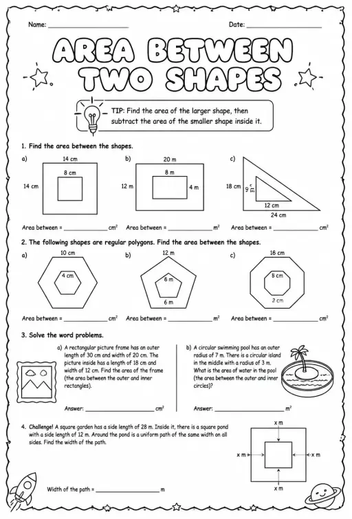 Area between two shapes