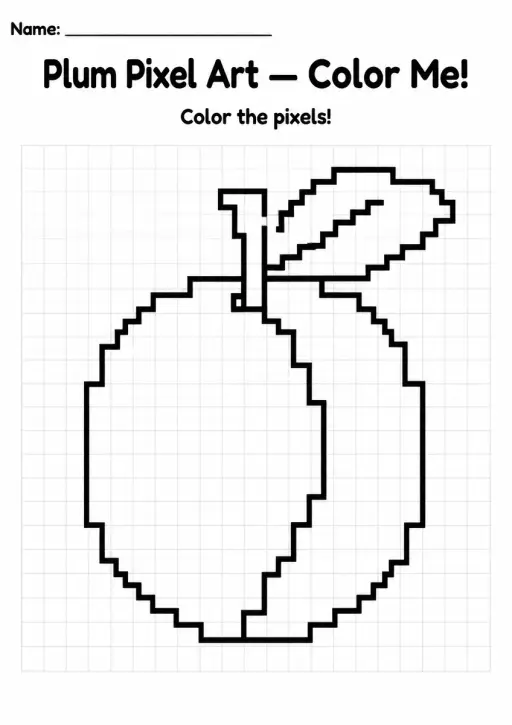 Plum Pixel Art Coloring Page