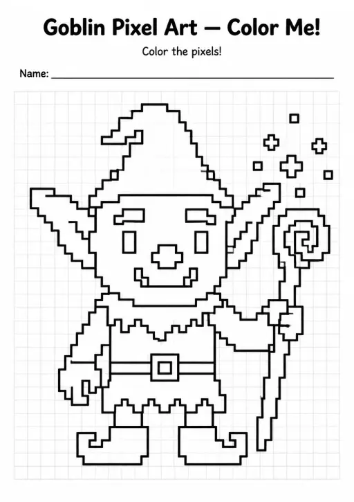 Goblin Pixel Art Coloring Page