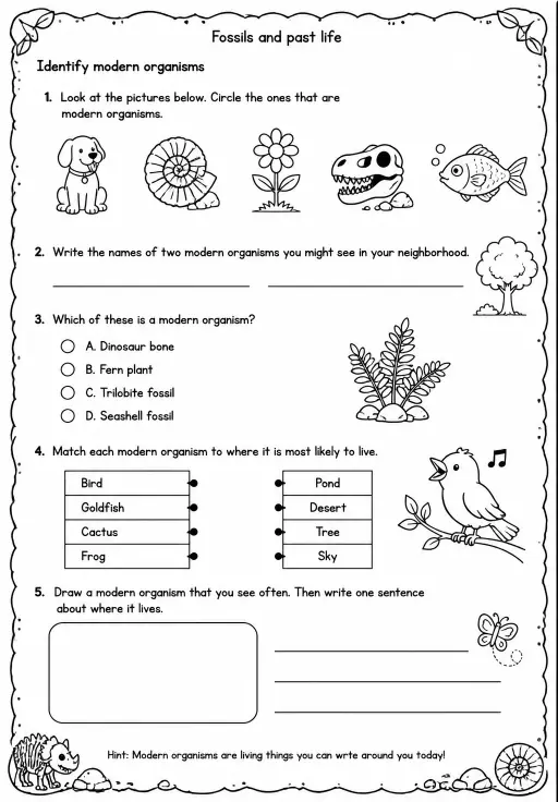 Identify modern organisms