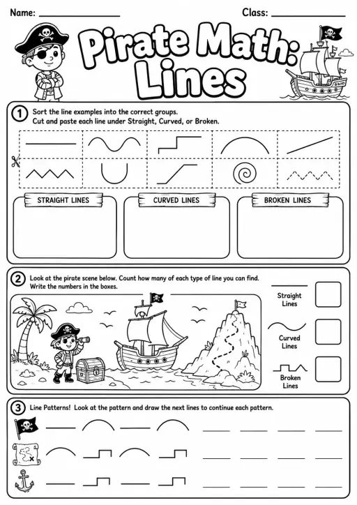 Pirate Math: Capacity and Volume Worksheet