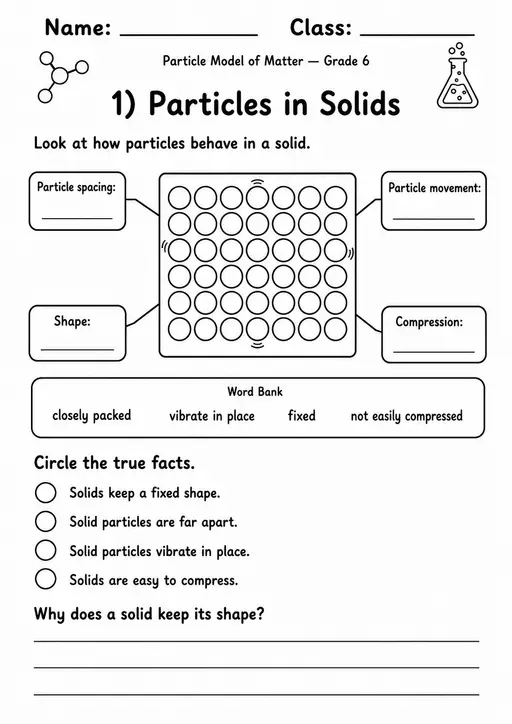 Particle Model of Matter Pack | 10 Worksheets | Grade 6