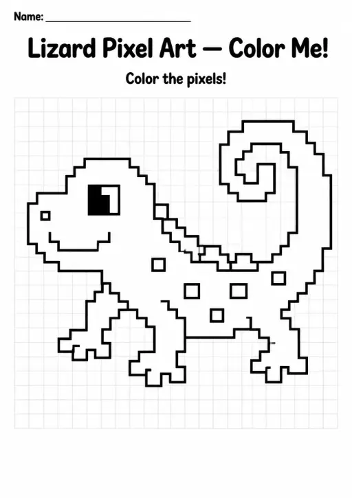 Lizard Pixel Art Coloring Page