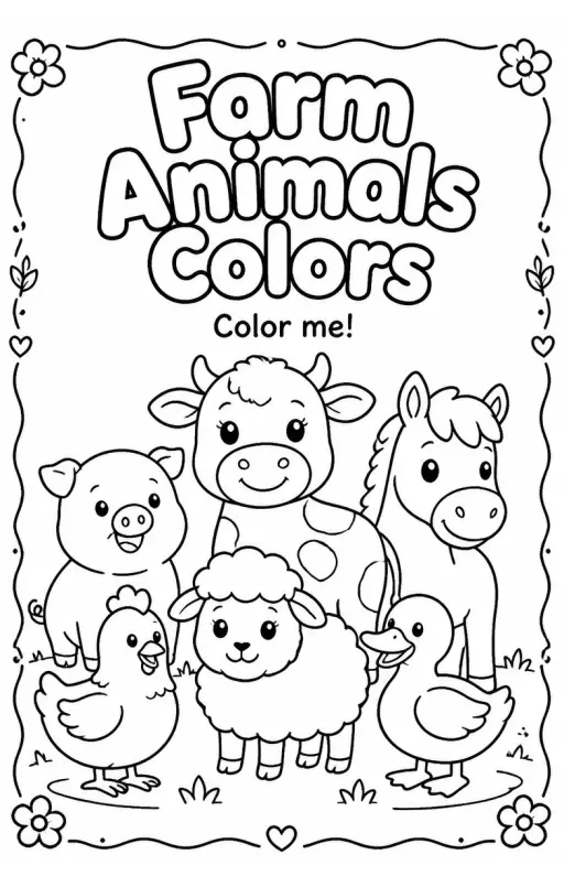 Farm Animals Colors Coloring Page