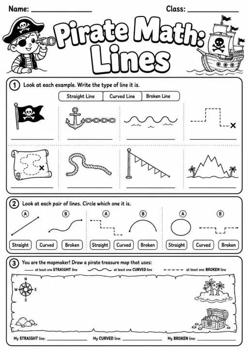 Pirate Math: Capacity and Volume Worksheet