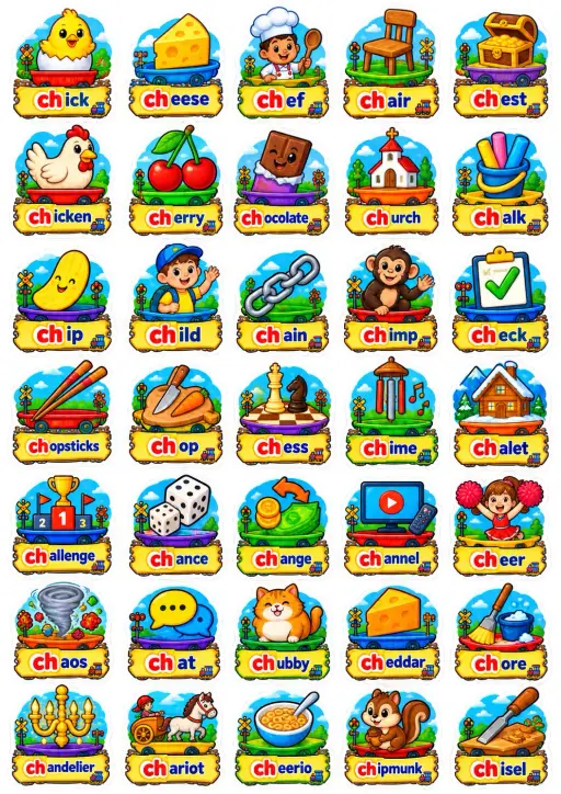 Words Starting With Ch English Vocabulary Stickers