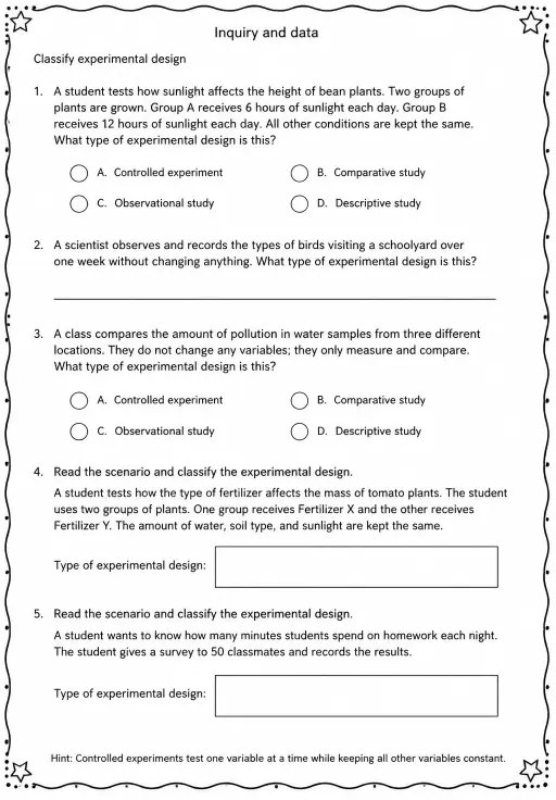 Classify experimental design