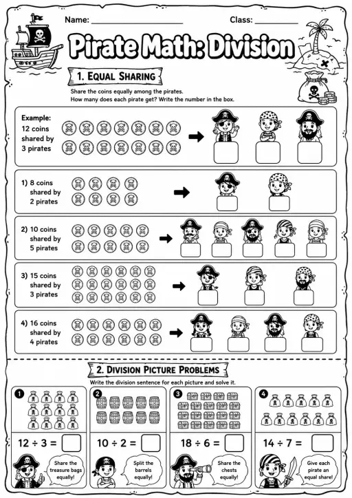 Pirate Math: Position and Direction Worksheet Pack