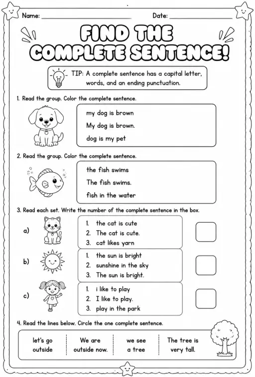 Find the complete sentence