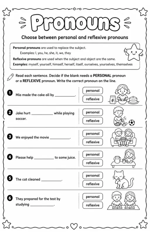Choose between personal and reflexive pronouns