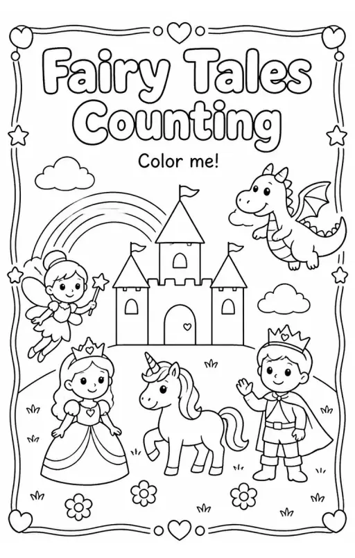 Fairy Tales Counting Coloring Page
