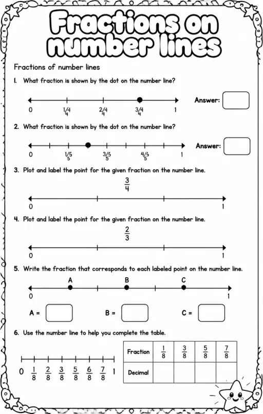 Fractions of number lines