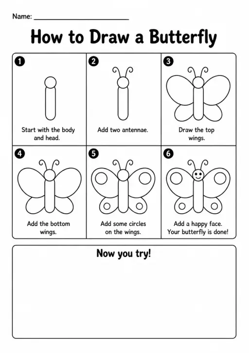 How to Draw a Butterfly — Grade 3
