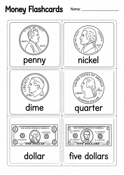 Money Flashcards — Grade 2