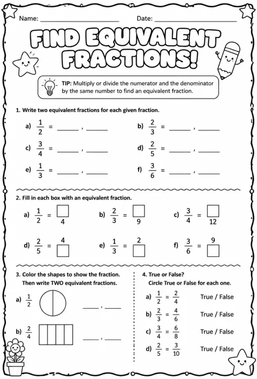 Find equivalent fractions