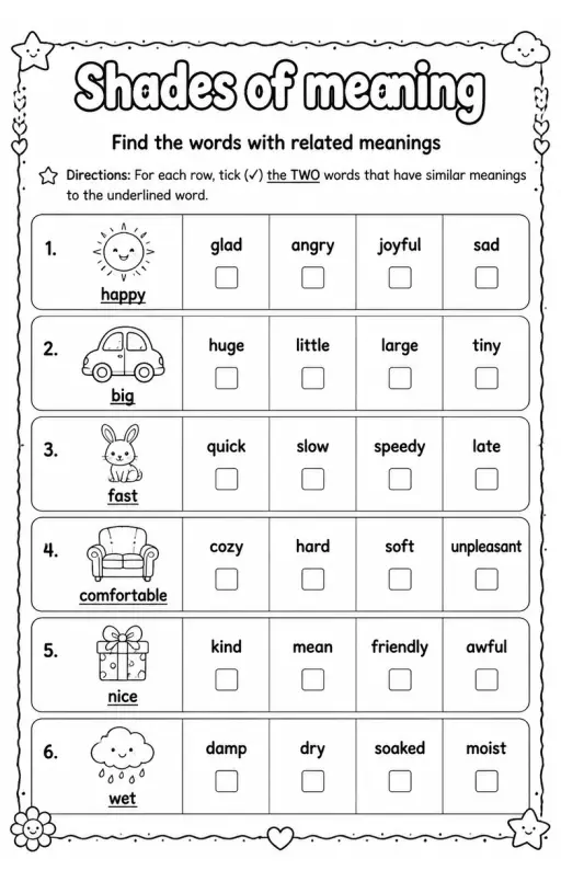 Find the words with related meanings