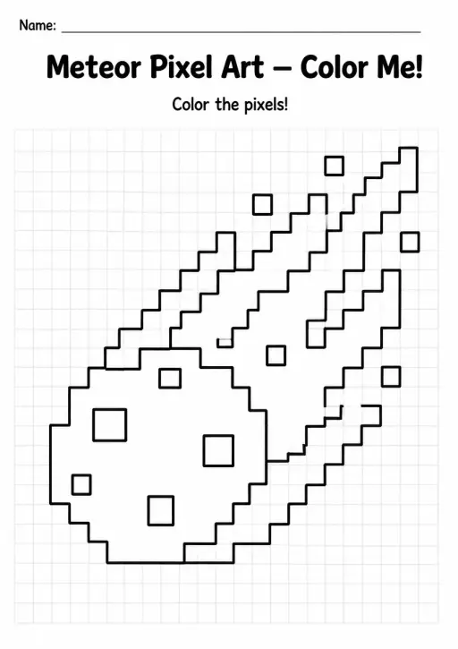 Meteor Pixel Art Coloring Page