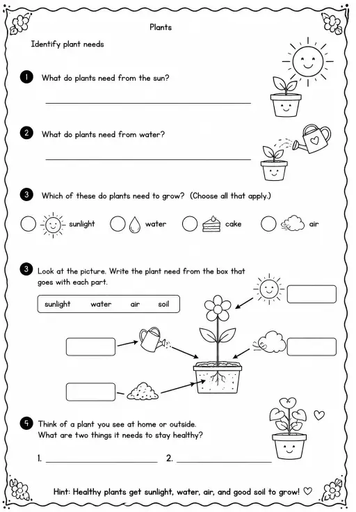 Identify plant needs
