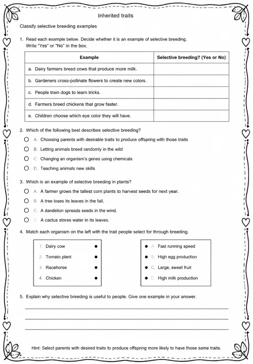 Classify selective breeding examples