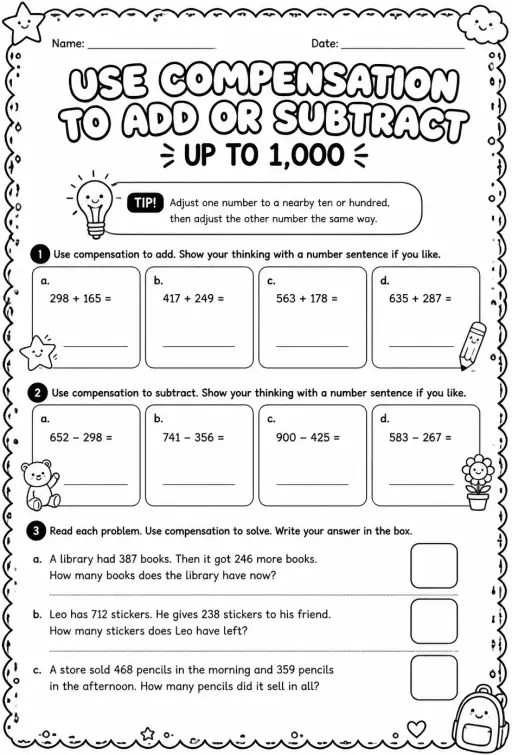 Use compensation to add or subtract - up to 1,000