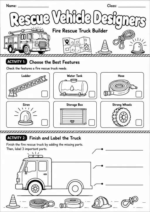 Rescue Vehicle Design Worksheet Pack