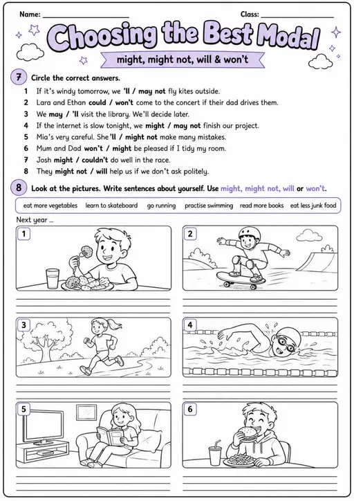 Choosing The Best Modal | Grade 5 Grammar Worksheet