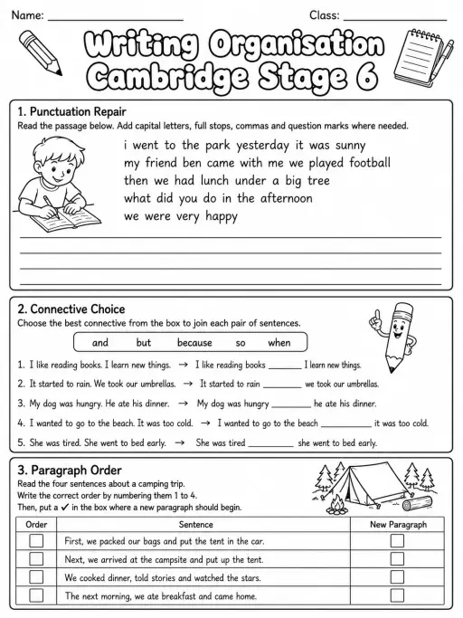 Writing Organisation Cambridge Stage 6