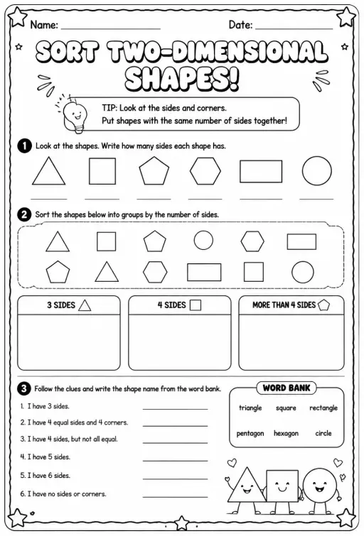 Sort two-dimensional shapes