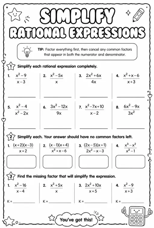 Simplify rational expressions