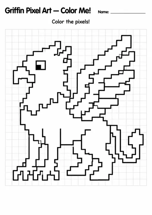 Griffin Pixel Art Coloring Page
