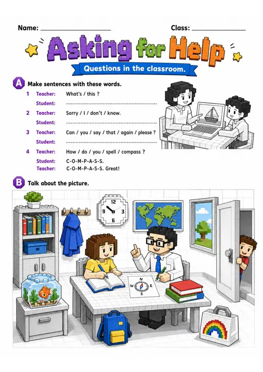 Cambridge MOVERS - Asking for Help | Free Worksheet