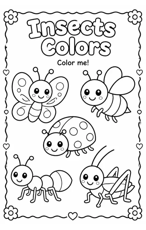 Insects Colors Coloring Page