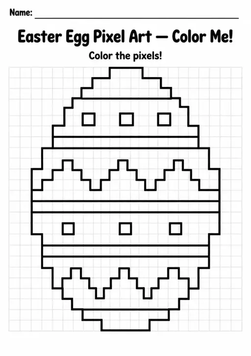 Easter Egg Pixel Art Coloring Page