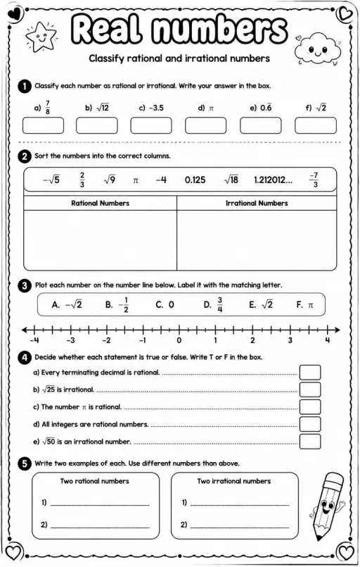 Classify rational and irrational numbers