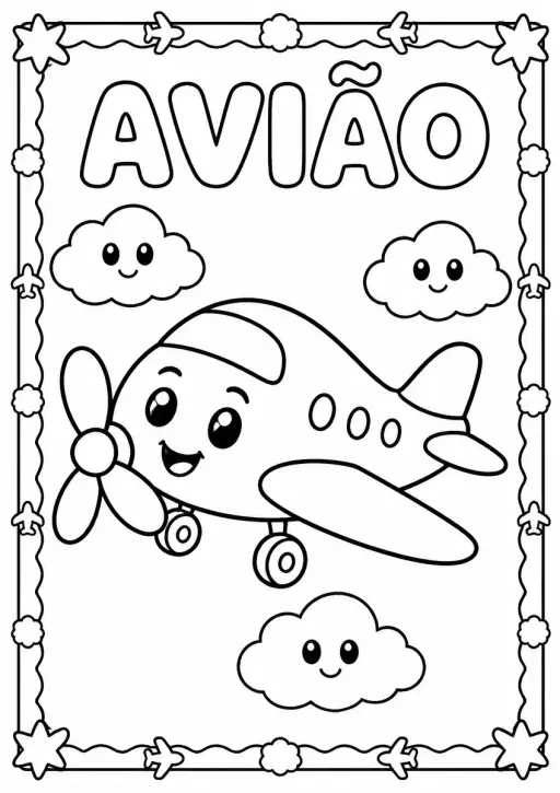 Desenho de Avião para Colorir