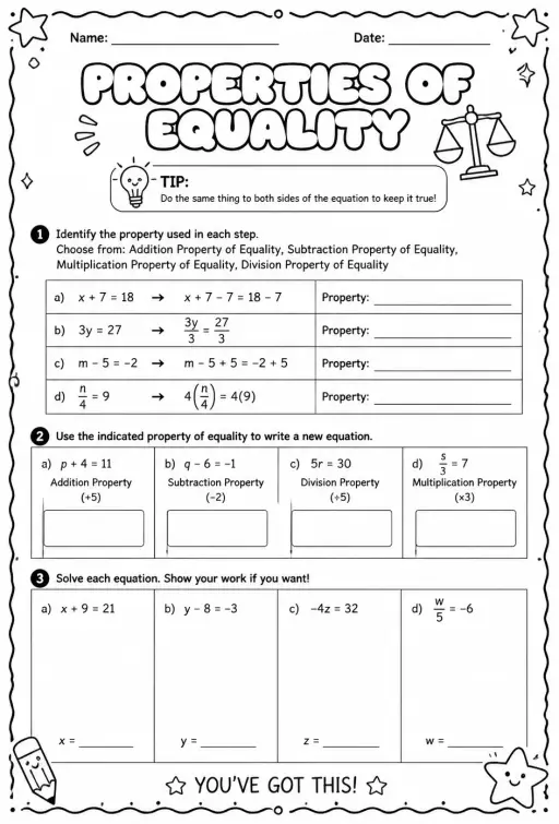 Properties of equality